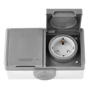 двухместная розетка пылеструезащищенная IP55 РА16-0156(03)