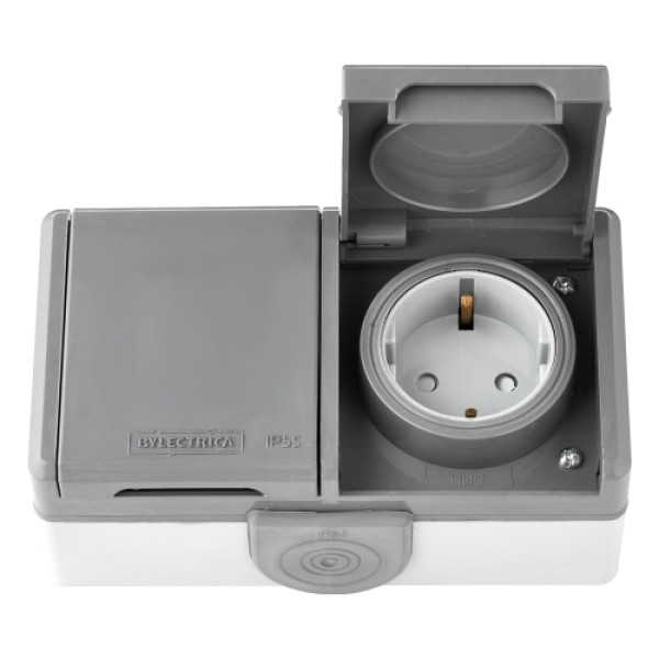 двухместная розетка пылеструезащищенная IP55 РА16-0156(03)